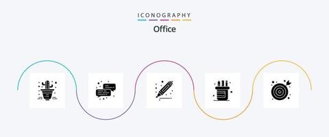 pack d'icônes de glyphe de bureau 5 comprenant. marqueur. bureau. oeil de boeuf vecteur