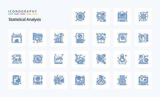 25 pack d'icônes bleues d'analyse statistique vecteur