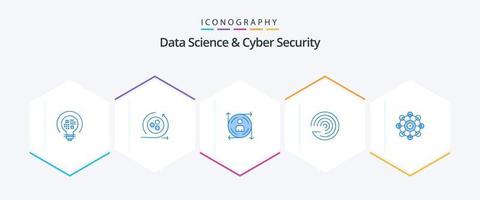 science des données et cybersécurité pack de 25 icônes bleues, y compris la machine. depuis. utilisateur. modèle de prévision. prévision vecteur