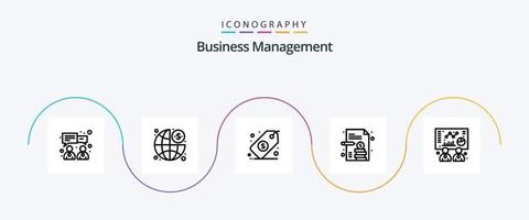 pack d'icônes de ligne de gestion d'entreprise 5 comprenant. graphique. gestion. entreprise. papier d'affaires vecteur