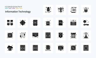 25 pack d'icônes de glyphe solide de technologie de l'information vecteur