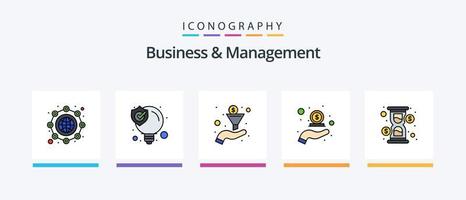 ligne d'affaires et de gestion remplie de 5 packs d'icônes, y compris l'entrepreneur. avatar. argent. cible. but. conception d'icônes créatives vecteur