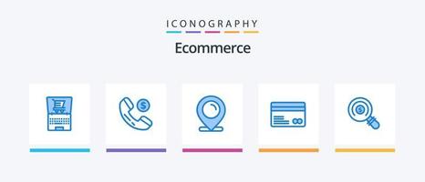 pack d'icônes bleu 5 de commerce électronique, y compris la recherche. commerce électronique. carte. Paiements. carte de crédit. conception d'icônes créatives vecteur