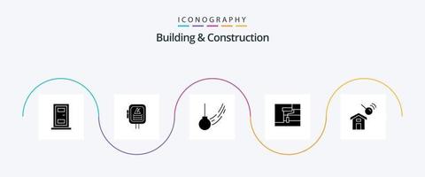 pack d'icônes glyphe 5 de construction et de construction, y compris la construction. outil. balançoire. rouleau. construction vecteur
