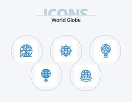 pack d'icônes bleu globe 5 conception d'icônes. globe. éco. monde. monde. mondial vecteur