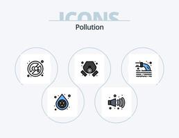 ligne de pollution remplie d'icônes pack 5 conception d'icônes. pollution. gaz. pollution. déchets. fuir vecteur