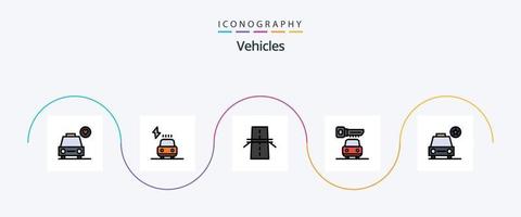 pack d'icônes plat rempli de 5 lignes de véhicules, y compris l'étoile. voiture. construction. sécurité. voiture vecteur