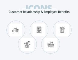 relation client et ligne d'avantages sociaux pack d'icônes 5 conception d'icônes. roman. espèces. crédit. livre. se concentrer vecteur