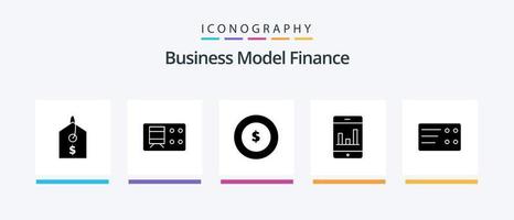 pack d'icônes de glyphe de finances 5 comprenant. finance. billet. conception d'icônes créatives vecteur