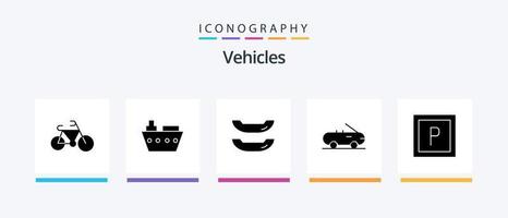 pack d'icônes glyphe 5 de véhicules comprenant. kayak. Véhicules. conception d'icônes créatives vecteur