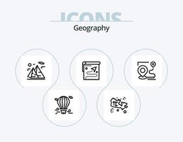pack d'icônes de ligne géographique 5 conception d'icônes. cible. carte. été. voyage. nature vecteur