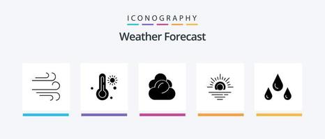 pack d'icônes météo glyphe 5 comprenant. humide. serveur. temps. temps. conception d'icônes créatives vecteur