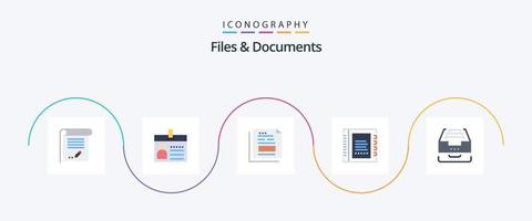 fichiers et documents pack d'icônes plat 5, y compris le contact. adresse. identifiant. bureau. déposer vecteur