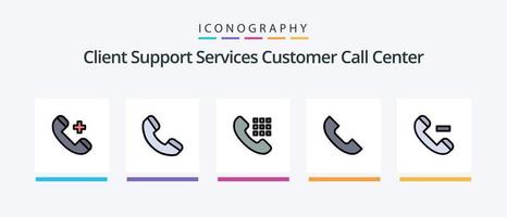 ligne d'appel remplie de 5 packs d'icônes comprenant. Téléphone. entrant. conception d'icônes créatives vecteur