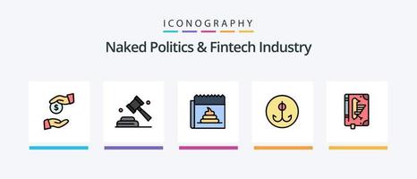 la politique nue et la ligne de l'industrie fintech ont rempli un pack de 5 icônes, y compris la constitution. livre. accrocher. réunion. débat. conception d'icônes créatives vecteur