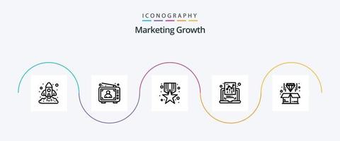 pack d'icônes de la ligne de croissance marketing 5, y compris le graphique. graphique. homme. récompense vecteur