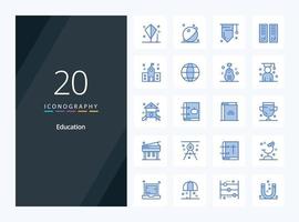 20 icône de couleur bleue de l'éducation pour la présentation vecteur