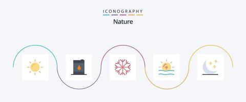 pack d'icônes nature plat 5 comprenant. étoiles. temps. nature. temps vecteur