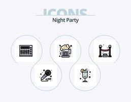 pack d'icônes remplies de ligne de fête de nuit 5 conception d'icônes. faire la fête. file d'attente. nuit. nuit. musique vecteur
