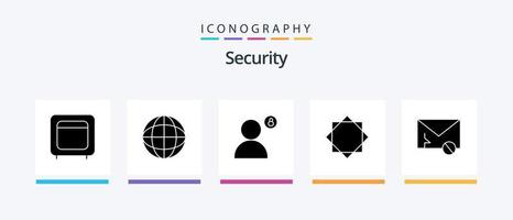 pack d'icônes de glyphe de sécurité 5 comprenant une enveloppe. virus. compte. sécurité. profil. conception d'icônes créatives vecteur