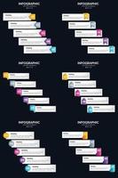 le pack de six infographies vectorielles comprend des diagrammes de cycle et des chronologies vecteur