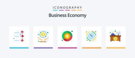 pack d'icônes plat 5 économie, y compris la finance. entreprise. comptabilité. temps. économie. conception d'icônes créatives vecteur