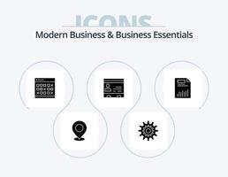 pack d'icônes de glyphe d'affaires et d'affaires modernes 5 conception d'icônes. événement. calendrier. paramètres. travail. système vecteur
