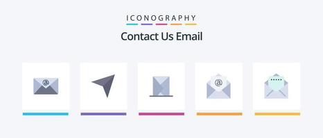 pack d'icônes e-mail plat 5 comprenant. document. enveloppe. ouvrir. e-mail. conception d'icônes créatives vecteur