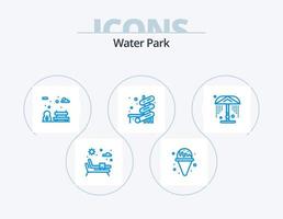 pack d'icônes bleu parc aquatique 5 conception d'icônes. . . jardin. parc. douche vecteur