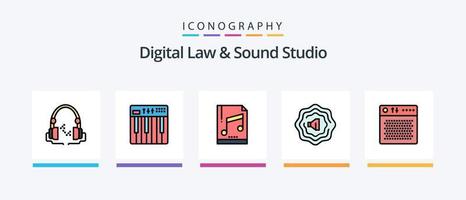 loi numérique et ligne de studio sonore remplie de 5 icônes comprenant la pression. hertz. joueur. fréquence. filtrer. conception d'icônes créatives vecteur