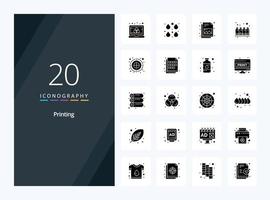 20 icône de glyphe solide d'impression pour la présentation vecteur