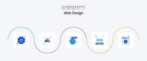 pack d'icônes plat 5 de conception web, y compris la page. navigateur. connexion. la toile. connexion vecteur