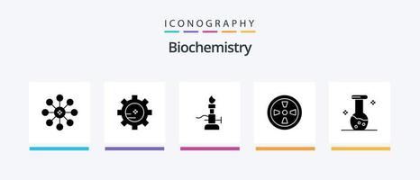 pack d'icônes biochimie glyphe 5, y compris la biologie. analyse. laboratoire. vent. ventilateur. conception d'icônes créatives vecteur