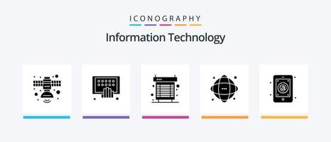 pack d'icônes glyphe 5 de technologie de l'information comprenant des informations. données. téléphone. système. ventilateur. conception d'icônes créatives vecteur