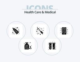 pack d'icônes de soins de santé et de glyphes médicaux 5 conception d'icônes. ECG. outils. dentaire. stomatologie. dentaire vecteur