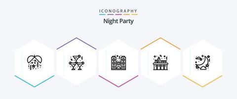 pack d'icônes de 25 lignes de soirée de nuit, y compris la fête. fête. nuit. faire la fête. fête vecteur