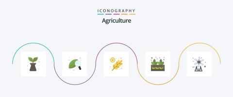pack d'icônes plat 5 pour l'agriculture, y compris le jardin. agriculture. agriculture. usine. producteur vecteur