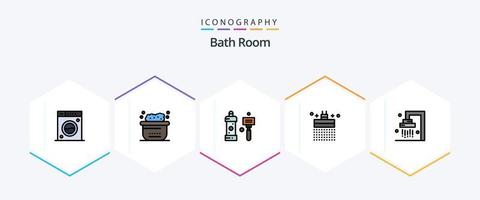 salle de bain 25 pack d'icônes fillline comprenant une baignoire. douche. bain. salle de bains. douche vecteur