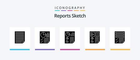 rapporte le pack d'icônes de glyphe d'esquisse 5, y compris la page. données. page. référencement. page. conception d'icônes créatives vecteur
