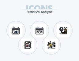 pack d'icônes rempli de ligne d'analyse statistique 5 conception d'icônes. l'intelligence d'entreprise. engrenage. entreprise. graphique. analyse vecteur