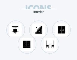 pack d'icônes de glyphe intérieur 5 conception d'icônes. . . placard. tableau. à manger vecteur