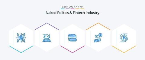 politique nue et industrie fintech 25 pack d'icônes bleues, y compris l'industrie. main. algorithme. l'industrie des technologies financières. réseau vecteur