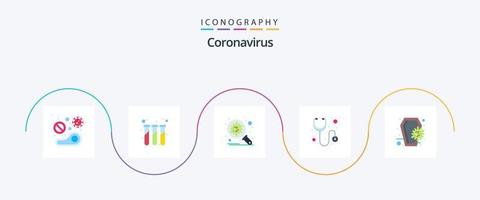 pack d'icônes coronavirus plat 5 comprenant un cercueil. médical. des tubes à essai. soins de santé. sécurité vecteur