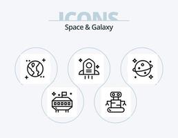 conception d'icônes pack 5 d'icônes de ligne espace et galaxie. espace. astronomie. astronaute. espace. conseil vecteur