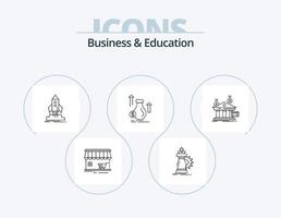 pack d'icônes de ligne d'affaires et d'éducation 5 conception d'icônes. marché. boutique. le piratage. croissance. budget vecteur