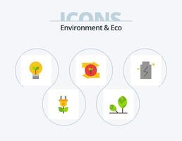 environnement et éco pack d'icônes plates 5 conception d'icônes. éco. éco vert. éco. droite. flèche vecteur