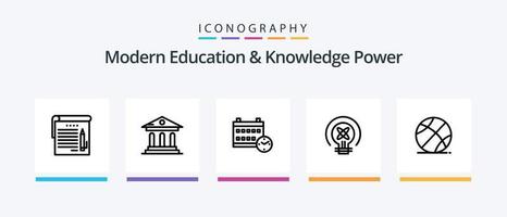 pack d'icônes power line 5 de l'éducation et des connaissances modernes, y compris en ligne. en ligne. étudiant. éducation. stylo. conception d'icônes créatives vecteur