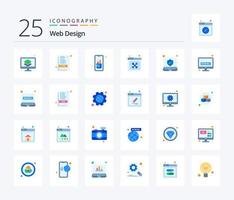 pack d'icônes de 25 couleurs plates de conception Web, y compris le réglage. outils. document. réparation. tablette vecteur