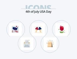 pack d'icônes plates usa 5 conception d'icônes. fleur. crème. Américain. glace. monde vecteur