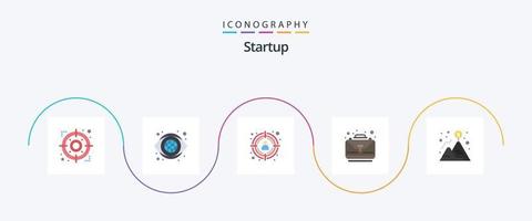 pack d'icônes de démarrage à plat 5, y compris la montagne. réalisation. référencement. sac. cas vecteur
